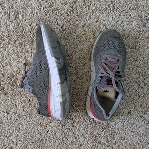 Hoka Gray and Red Athletic Shoes